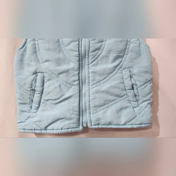 B.T. Kids Girls Fleece Vest Size 2T Light Blue Quilted Heart Full Zip Pockets - Picture 6 of 7